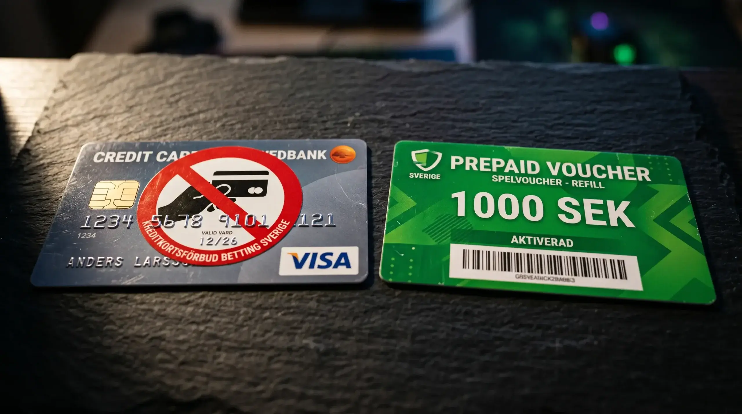 Kreditkort med förbudssymbol och prepaid-alternativ för svensk betting