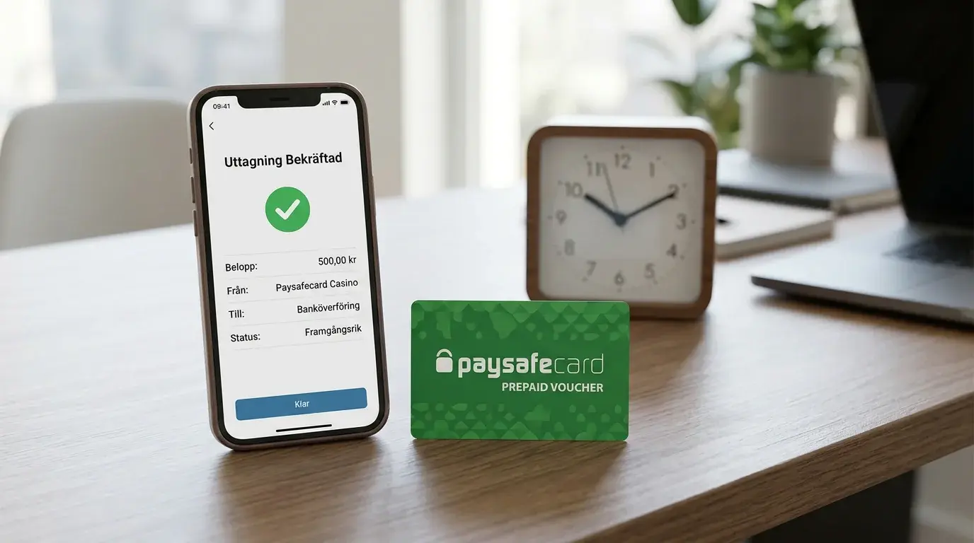 Jämförelse av uttagstider och avgifter per metod efter Paysafecard-insättning